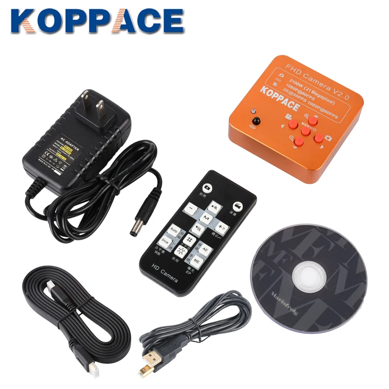 KOPPACE 21MP, Full HD 1080P 60FPS, HDMI промышленный микроскоп камера, мобильный телефон ремонт микроскоп, 3.5X-90X микроскоп