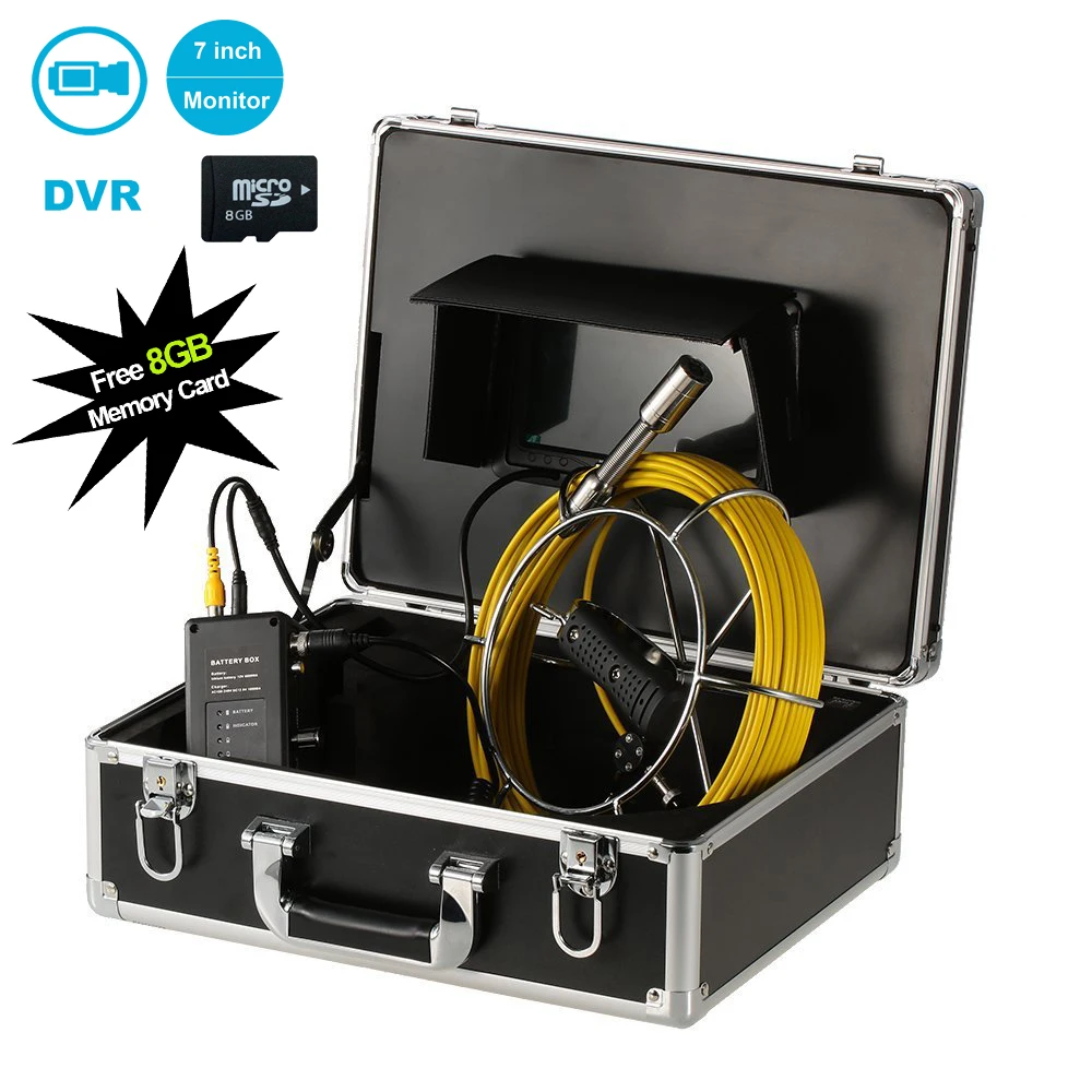 

7inch DVR Recorder 20m 1000TVL 23mm Waterproof Video Camera Drain Sewer Pipeline Industrial Endoscope Pipe Inspection System