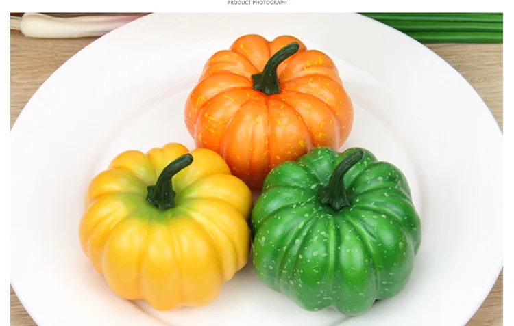 Halloween Pumpkin Decoration Simulation Pumpkin With Yellow High Imitation Foam Fake Green Pumpkin Model QW175 (2)