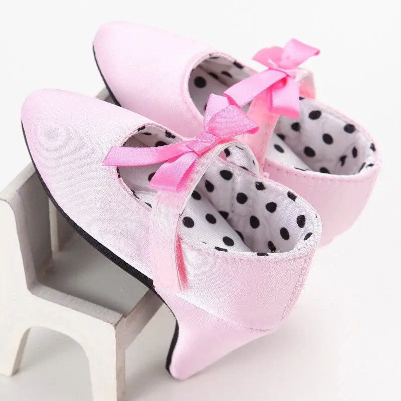 3-8 Months Newborn Baby Girls Shoes Toddler Princess Bowknot Crib Shoes with High Heels for Photos Photography Props Babe Items - 2