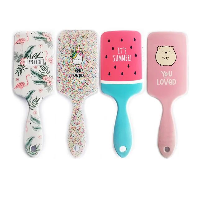 Women Hair Comb Paddle Hair Brush/Bird Hamster Pattern for Girls Hair Styling Antistatic for Straight Curly Hair Anti-Tangle 1