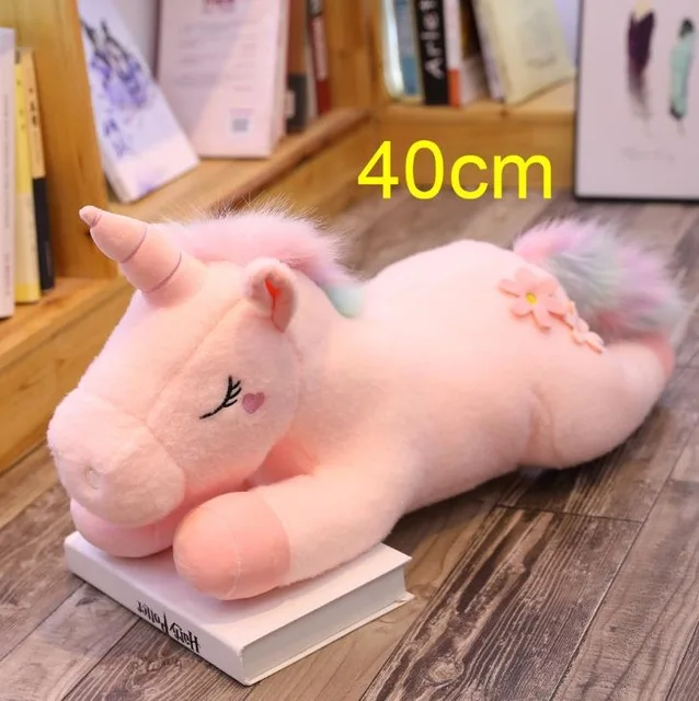 40cm lying pink 100 см, большой размер, Kawaii, единорог, плюшевые игрушки, 3 вида стилей, чучело, единорог, лошадка с куклой, подушка, мягкие детские подарки, домашний декор - Цвет: 40cm lying pink