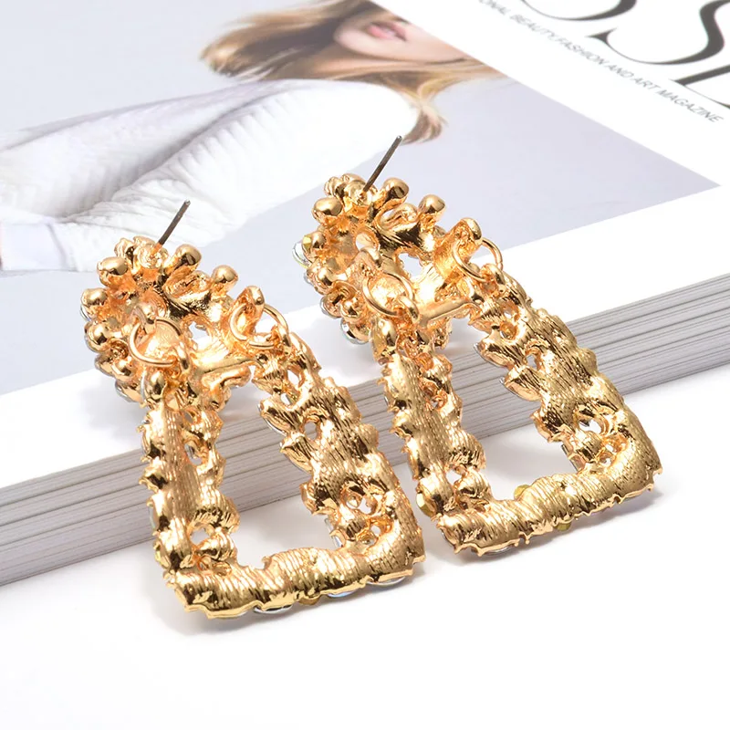 Новые модные золотые металлические Красочные Стразы Висячие серьги высокого качества ZA ювелирные изделия с кристаллами аксессуары для женщин