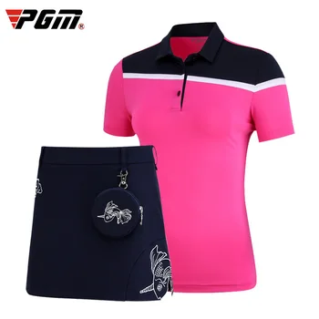 

PGM Golf Clothing Women Summer Sports Wear Casual Lady Short Sleeve T-shirt Skirt Goldfish Embroidered Pattern Soft Comfortable