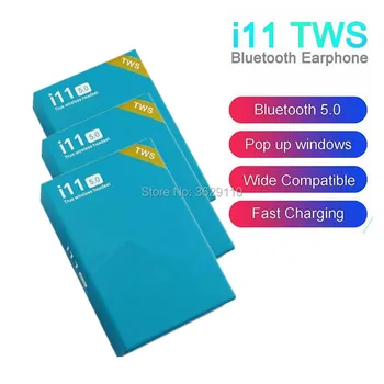 

i11 TWS Wireless Bluetooth Headphones Earbuds with pop up window Twins Mini Earbuds for iPhone X IOS Android i11 5.0 touch blue