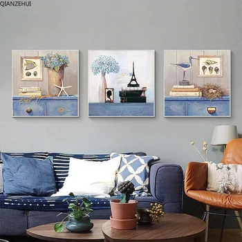 

QIANZEHUI,DIY 5D Living room Mediterranean bedroom triple Diamond Embroidery,Round Diamond Full rhinestone Diamond painting