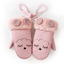 Милые зимние детские перчатки с рисунком кролика, кота, улыбки, толстая кашемировая замша, Хлопковые варежки, детские теплые хлопковые перчатки для детей