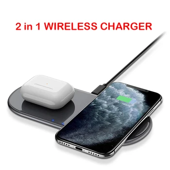 

Phone Charger 15W+15W Wireless Chargers For airpods iPhone 11 pro 8Plus X XR XS MAX QI smart charger For Samsung huawei xiaomi