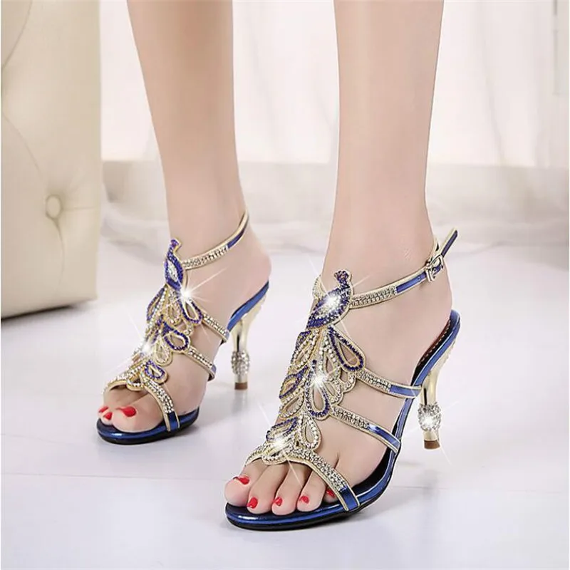 Босоножки стразы женские на высоком каблуке Фетиш-гладиаторы туфли-лодочки с