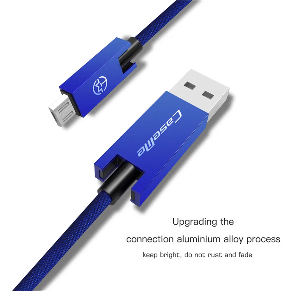 Caseme роскошный подлинный Android Micro к USB синхронизации данных зарядный быстрый алюминиевый плетеный кабель Шнур 2.1A 1,2 m 0,25 m для телефона планшета