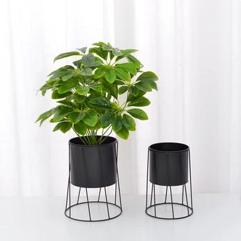 

Nordic Style Geometric Iron Plant Stand Rack Flower Pot Shelf with Planter Desktop Garden Pot for Succulents Home Decoration