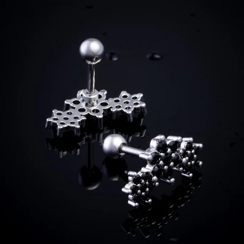 1Pc Luxury Flower Studs Earrings for Women Ball Earring Shinning Crystal Ear Piercing Cartilage Jewelry Accessory