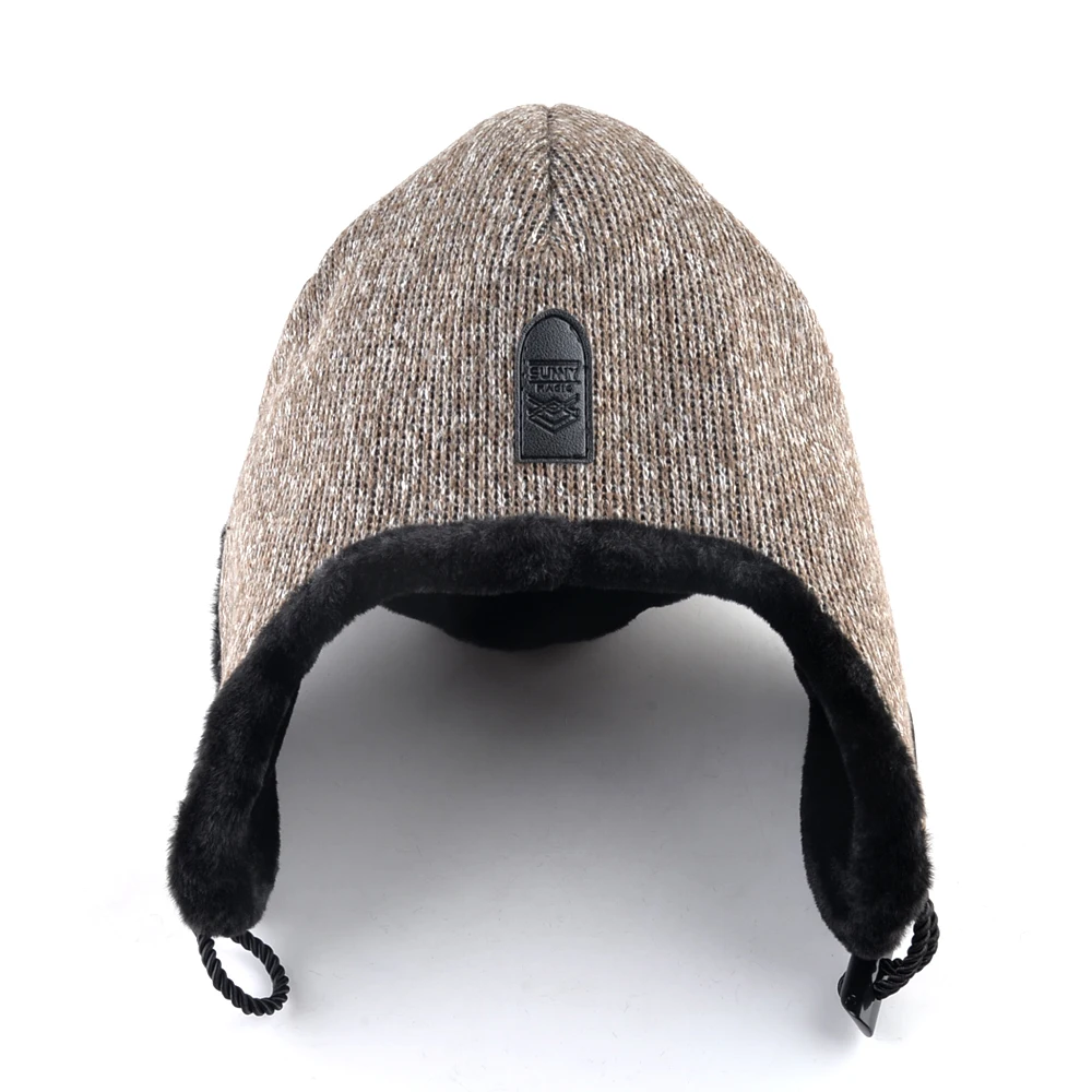 Solid color bomber hat men winter hats for women Knitted wool cap russian thick warm ear flaps bone ushanka snow lei feng caps winter hat earflap hat