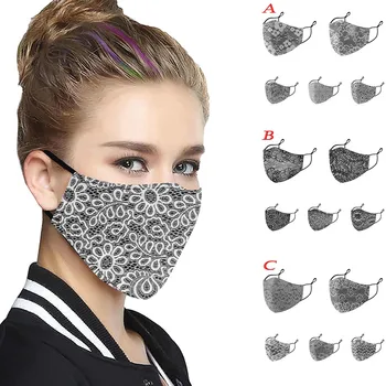 

5PCS Different General Breathable Multi-Purpose Washable Lace Mask Face Cover Cloth Mouth Mask Mouth Cover Mouth Face Mask Reuse