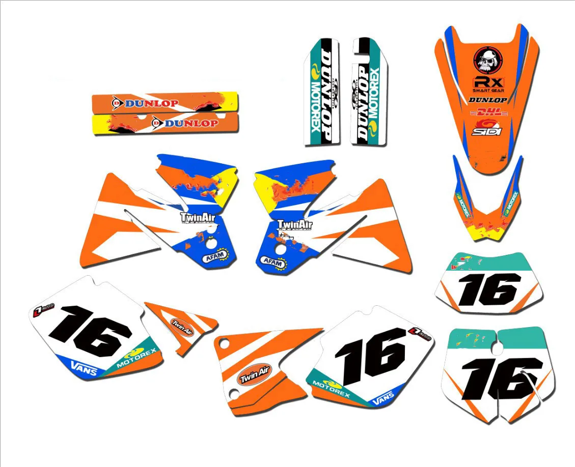 GRAPHICS Personalised Stickers Motorcycle Decos Kit For KTM EXC 125 200 250 300 380 400 2000 1999 1998 SX | Автомобили и
