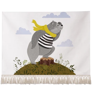 

Tassel Cute Tapestry Animal Nordic Yellow Living Room Decor Tapestry Korean College Dorm Alfombra Dormitorio Tapastry DE50GT