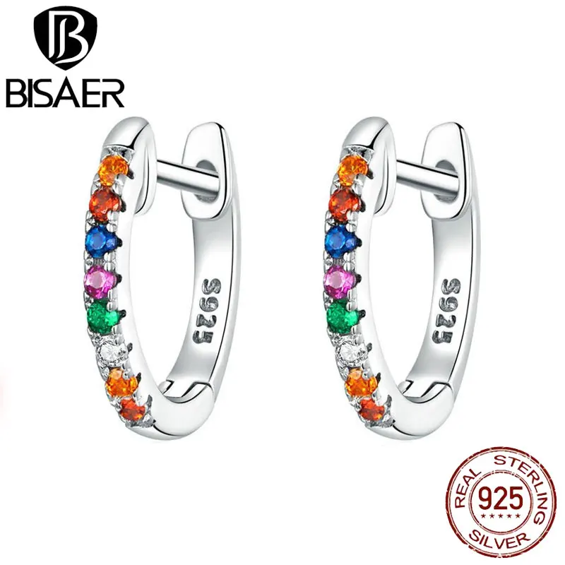Серьги гвоздики BISAER Лидер продаж 925 пробы серебряные круглые женские серьги