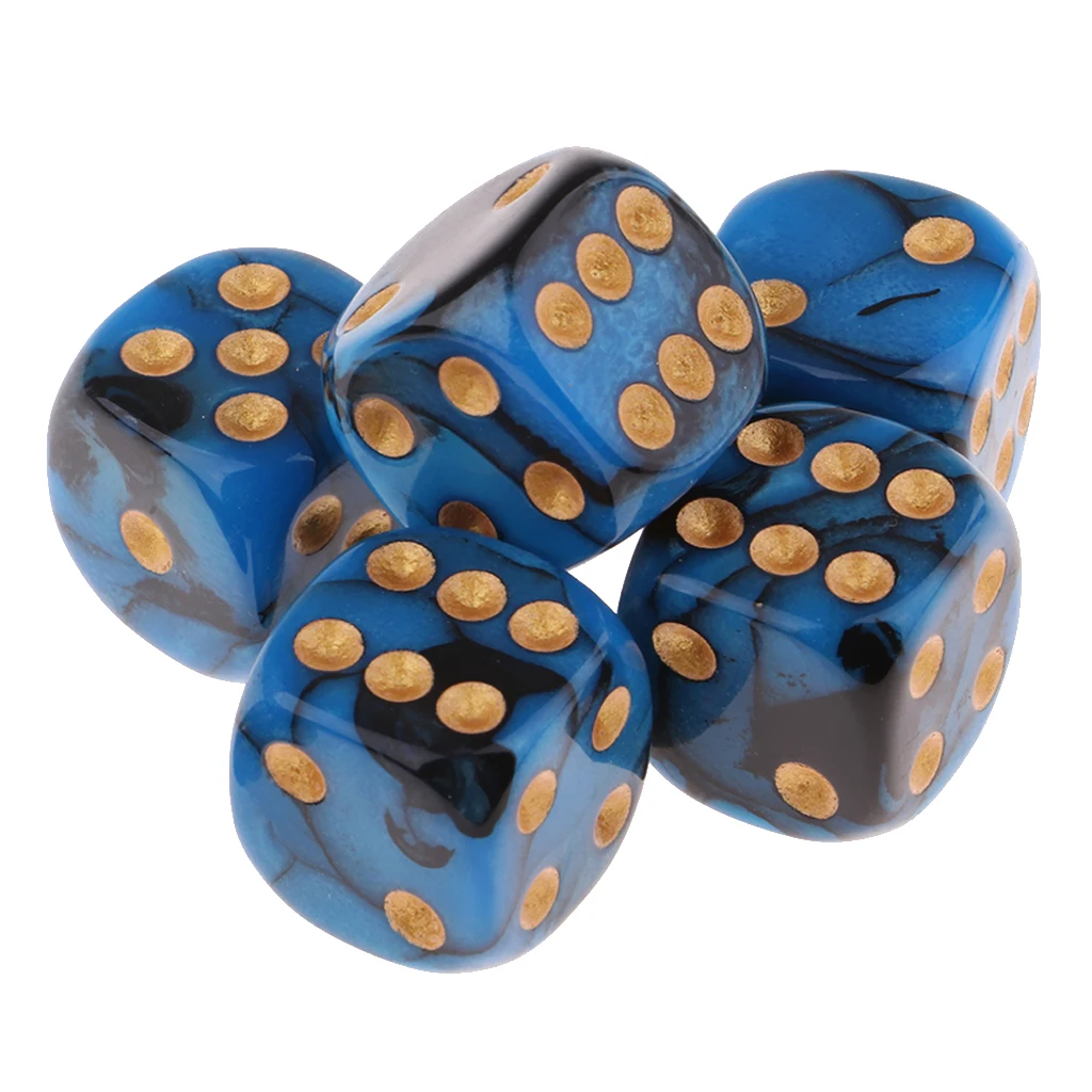 5pcs 6-sided Game Dice Set Party Game Dice Six Sided Dice 16mm Square Corne for Family Travel Play Set Toys