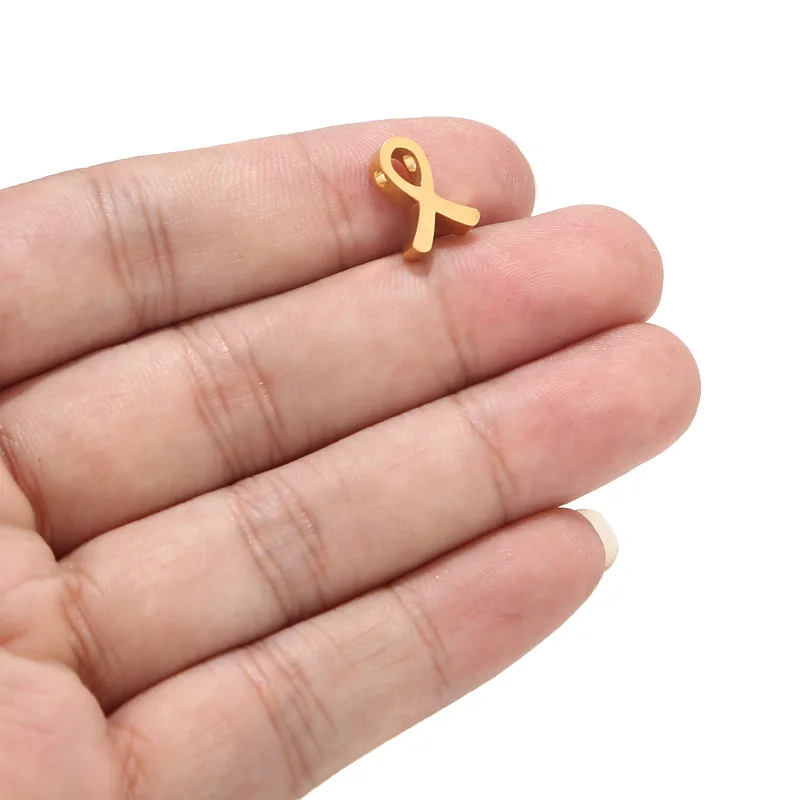 Gold Ribbon 5 шт. из нержавеющей стали символичные шармы-ленты стальные золотые Висячие узелки ленты Бусины Подвески для изготовления ювелирных изделий 1,9 мм отверстие - Окраска металла: Gold Ribbon