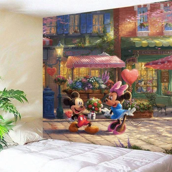 

Mouse Propose Love Carpet Hanging Tapestry Girls Room Polyester Fabric Kids Bedroom Decorating Hippie Wall Blanket