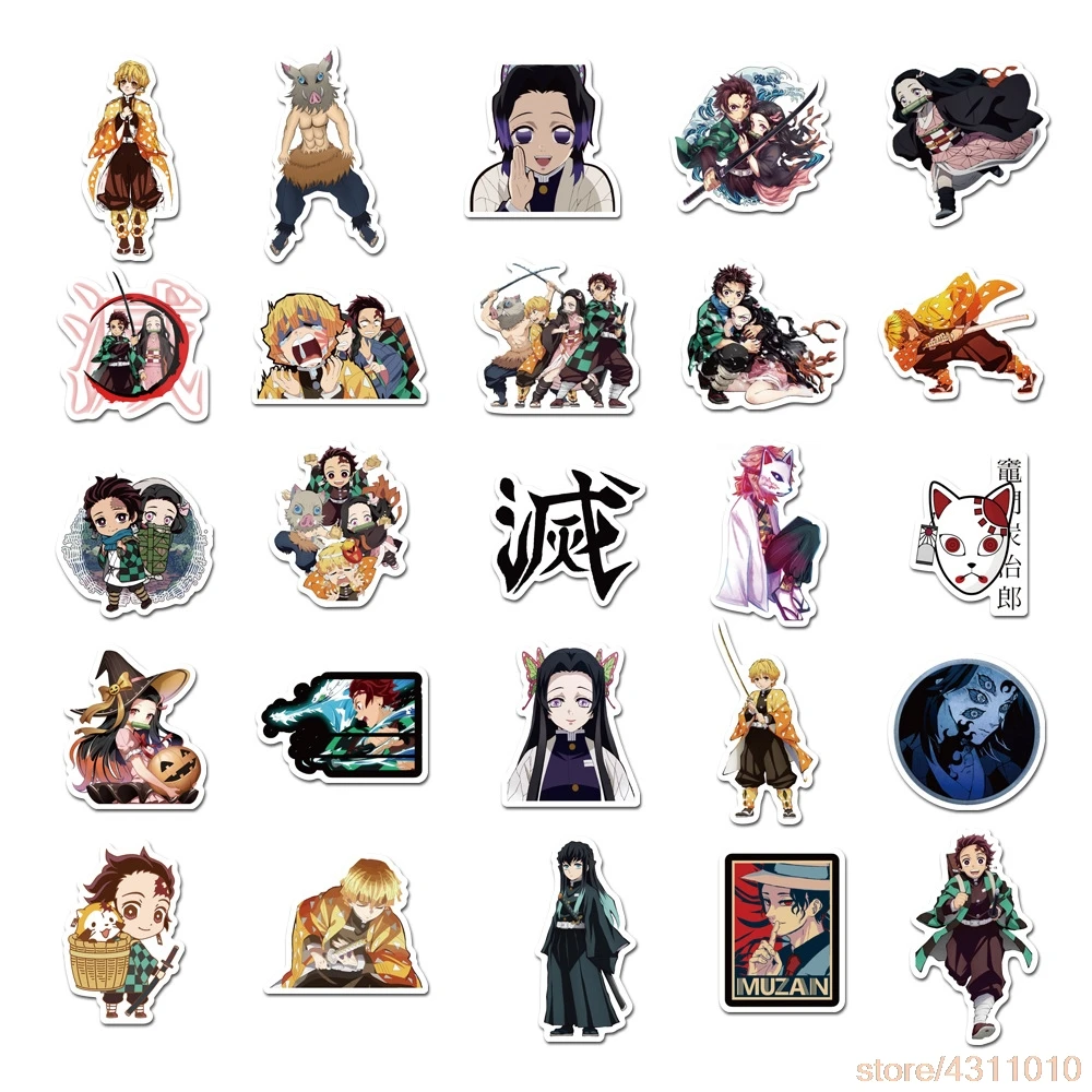 50 шт. аниме Demon Slayer Kimetsu No Yaiba стикер Косплей Prop ПВХ водонепроницаемый DIY СКЕЙТБОРД