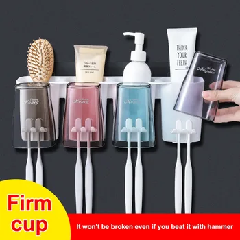 

Bathroom Automatic Toothpaste Dispenser Toothbrush Holder Sets Wall Mount Toothbrush Rack Family Set Bath tools Fashion Home