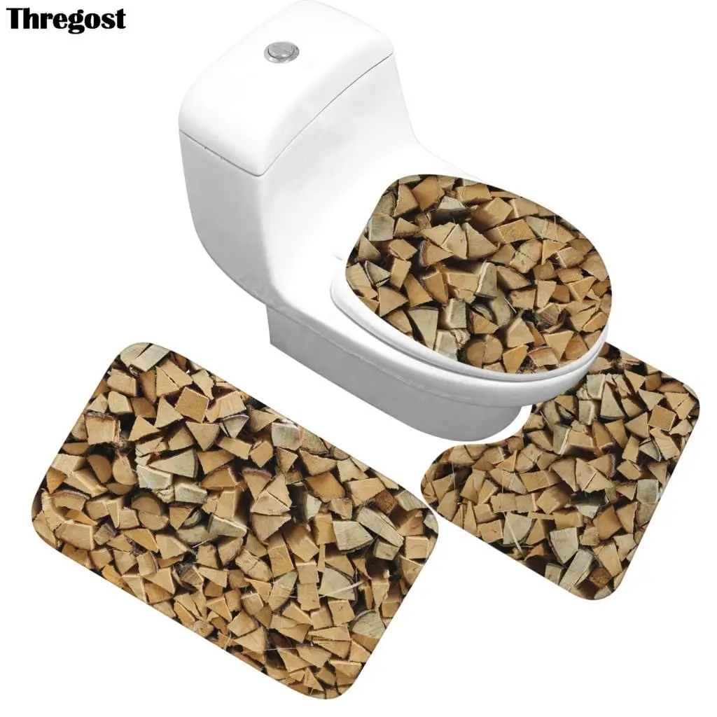 

Modern Striped Printed Bathroom Rug Set 3 Piece Microfiber Bath Mat Washable and Absorbent Soft Shower Mat Shower Carpets