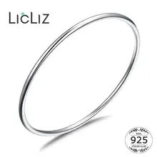 LicLiz, настоящее 925 пробы, серебряный браслет, браслеты для женщин и мужчин, хорошее Серебро S925, ювелирное изделие, серебряные одноцветные простые круглые браслеты LB0080