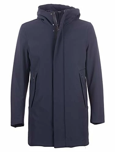 RRD Parka Uomo, Lunghezza Media, Cappuccio, Imbottito, Blu, A/I-20