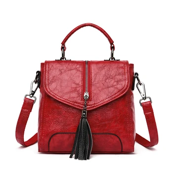 

Luxury Women Backpack Tassel Vintage Shoulder Bag Leather Backpack Female Multi-function School Bag for Girl mochilas mujer 2019