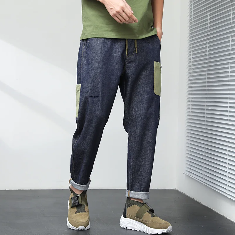 

Джинсы мужские прямые в стиле хип-хоп, брендовые облегающие повседневные брюки из денима с заплатками, одежда для улицы, осень