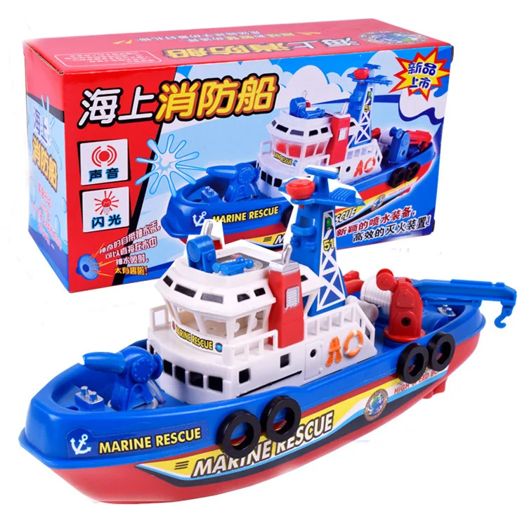 

Children Model Toy Electric Model Fire Boat Music Lights Will Water Spouting-in Water Traveling Stall Hot Sales