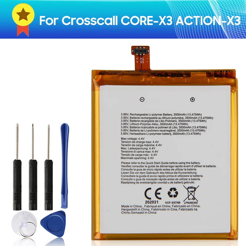 

Original Battery for Crosscall CORE-X3 ACTION-X3 Cell Phone for CROSSCALL TREKKER X3 Genuine Replacement Battery +tools 3500mAh