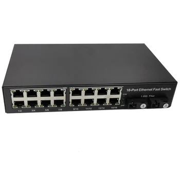 

fiber optical switch 16 RJ45 2 SC fiber Port Media Converter 10/100/1000M Gigabit switch Ethernet Single Mode