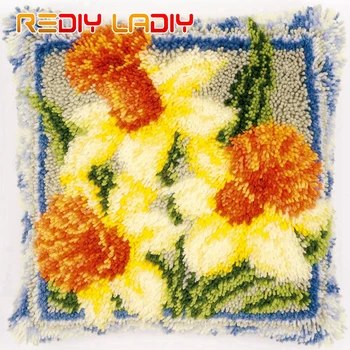 

Latch Hook Butterfly Roses Cushion Cover Pre-Printed Color Canvas Crocheting Arts & Crafts Pillow Case Sofa Pillows Home Decor