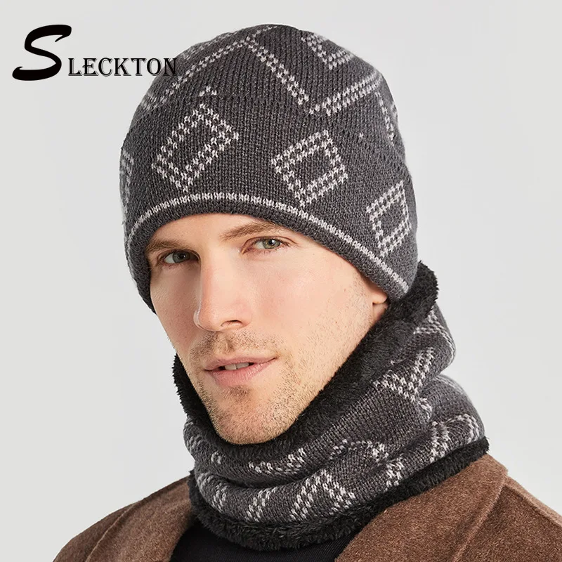 

SLECKTON Caps Scarf Fashion Hat for Men Warm Winter Beanies Dad Hats Women Casual Knitting Cap Breathable Skullies Gorras S9109