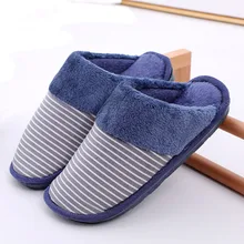 Women's Slippers,Couple slippers Winter couples cotton slippers indoor warm autumn anti skid lovely home man woman stripe Flat