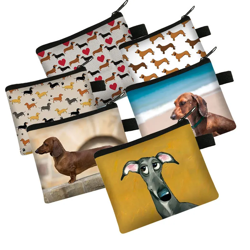 Dog Printed Coin Purses Zipper Card Holder Clutch Cute Pet Animal Wallet Storage Pouch Ladies Key Pouch Mini Money Bag