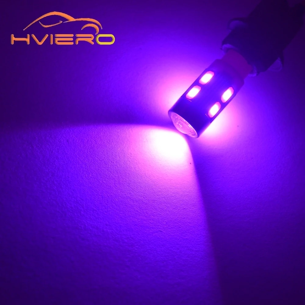Hviero T10 10SMD 5630 W5W Interior Xenon Red White blue DC 12V Car LED Lens Projector Solid Aluminum Bulbs Side Marker Light