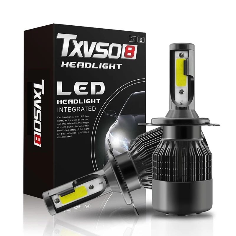 2 шт TXVS08 светодиодный H4-H/L Автомобильный светодиодный фонарь 14400LM 144W 6000K белый 9 V-32 V сов монолитный блок светодиодов