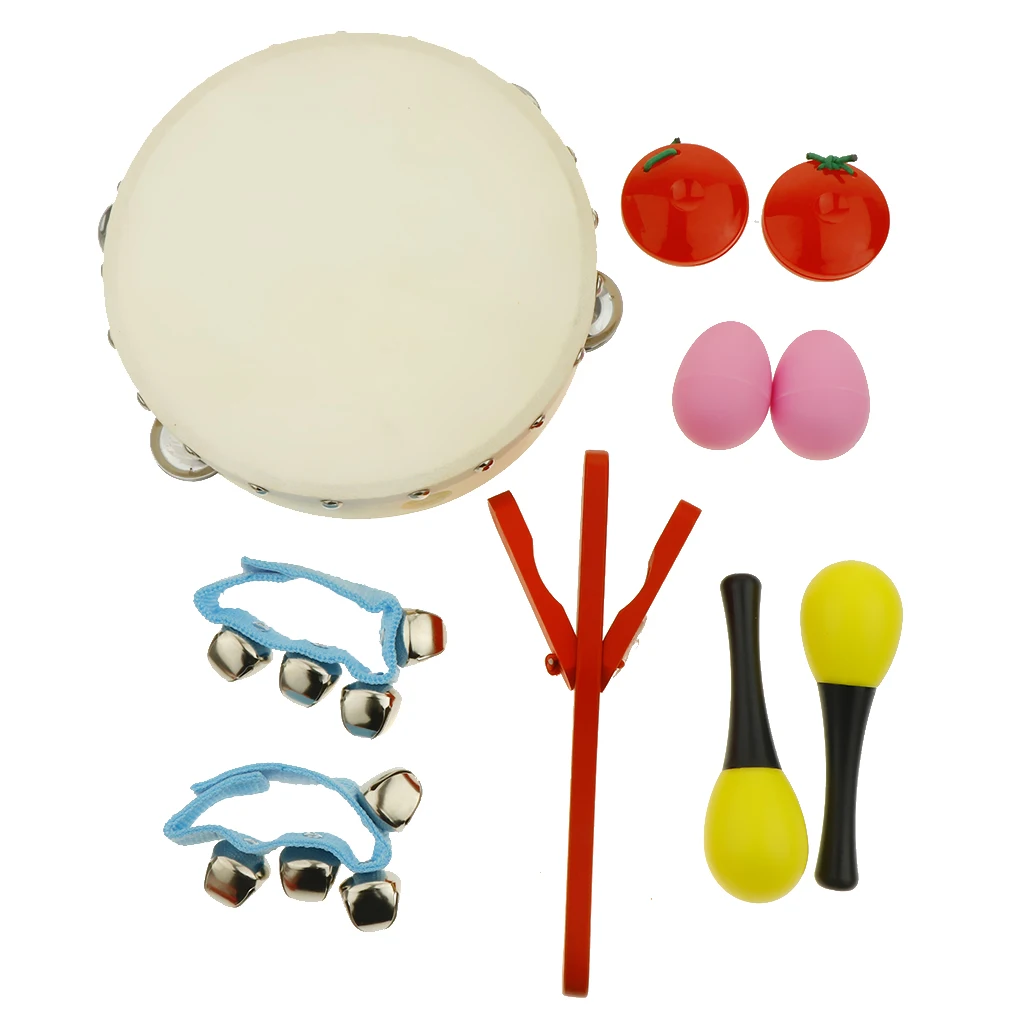 Musical Instruments Set with Xylophone, Maraca, Tambourine, Rattles for Kids Children Toddlers, 10 Pcs, 6 Types