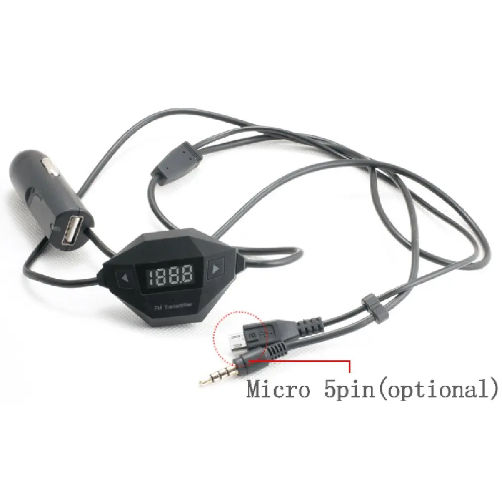 

Wireless FM Transmitter Car Kit with 3.5mm+MicroUSB Audio Plug Car Charger Hands-free Conversations