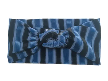 

P193023 2019 new stretch fashion black and blue striped fabric soft fashion tie headband for women