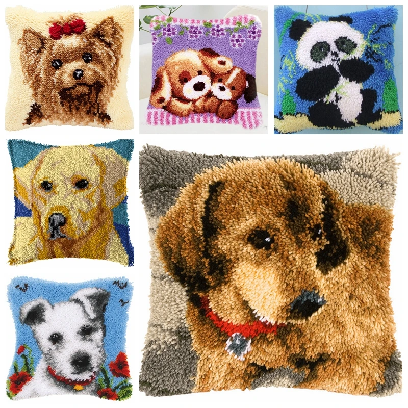 Animal Series Latch Hook Rug Kits Cats 3D Segment Embroidery Pillow Wool  Cross Stitch Carpet Embroidery DIY Pillow knooppakket - AliExpress