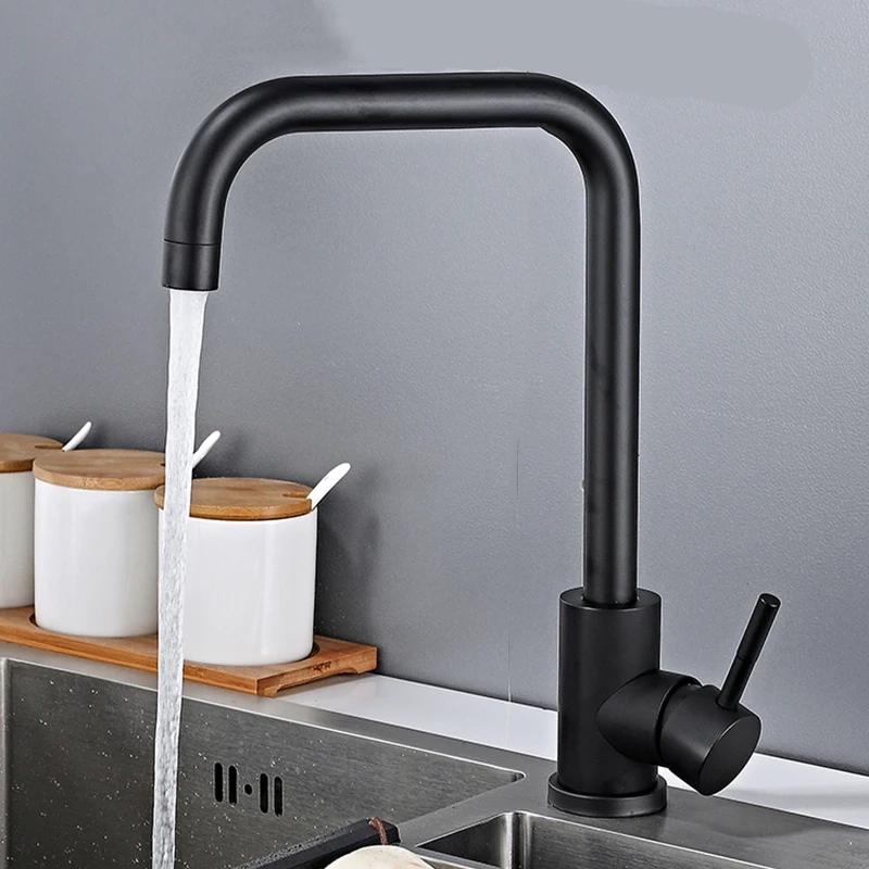 BECOLA Free Shipping Matte Black Kitchen Sink Faucet Spout Kitchen Water Tap 360 Rotation Single Handle Mixer Tap