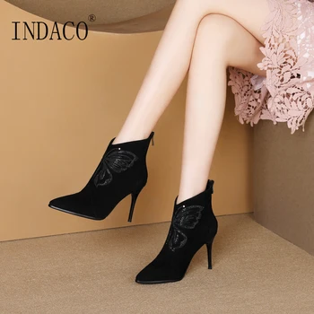 

Women Winter Boots 8.8cm Rhinestone Women Boots 2019 Fashion Black Silver High Heel