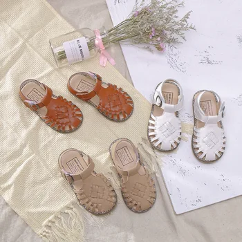 

Retro Kids Sandals Breathable Roman Shoes Hook Loop Boys Summer Beach Shoes Comfortable Girls Sandals Kids Sandalias Solid Color