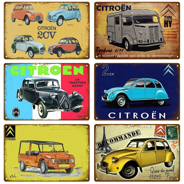 2CV Citroen Retro Decorative House Metal Sign Plate Posters On The Wall Tin Sign Vintage Poster Decor Wall Art Room Decoration