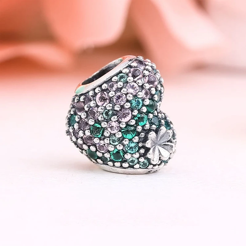 Подвеска в виде сердца, бусины, стразы, бисер, подходит для оригинала Pandora, браслет для женщин, влюбленный клевер, счастливый браслет, свадебные ювелирные изделия, вечерние, подарки
