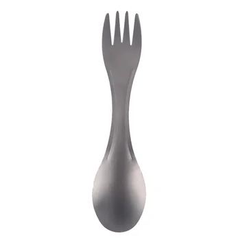 

EDC Outdoor Mini Portable Lightweight Useful Titanium Alloy Camping Backpacking Cutlery Spork Fork Spoon high quality